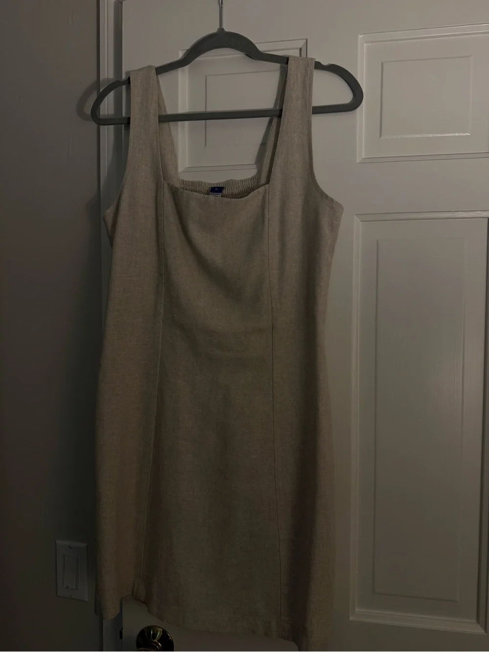 EUC Old Navy Square-Neck Linen-Blend Mini Dress - Flax- Sz Medium - Picture 2 of 6